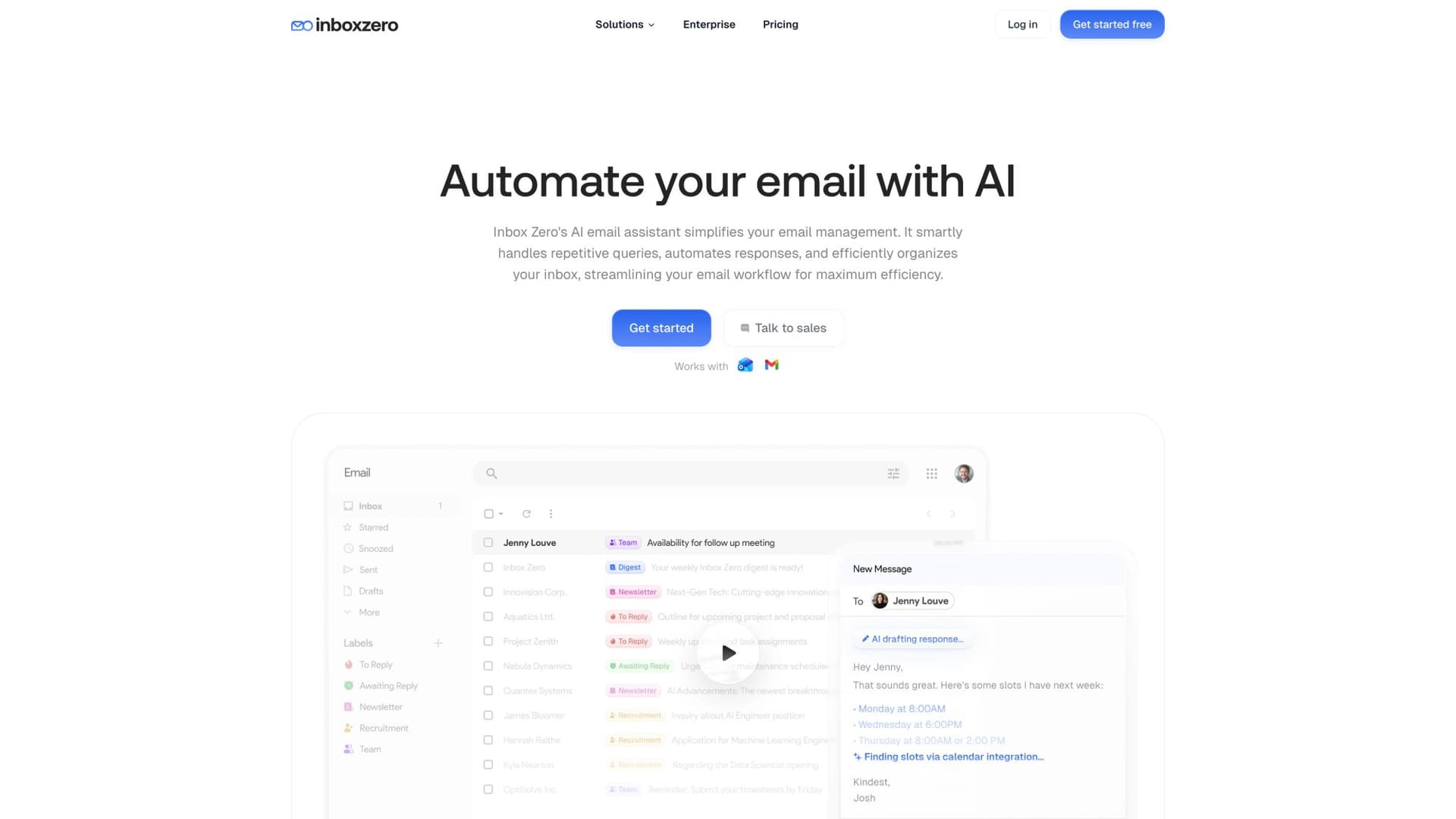 Inbox Zero AI automation features showing automated email categorization, retention rules, and GDPR-compliant deletion workflows